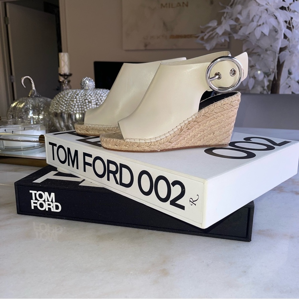 Céline Womens 35 Milk Calfskin Leather Open Toe Espadrille Sandal - Picture 7 of 16